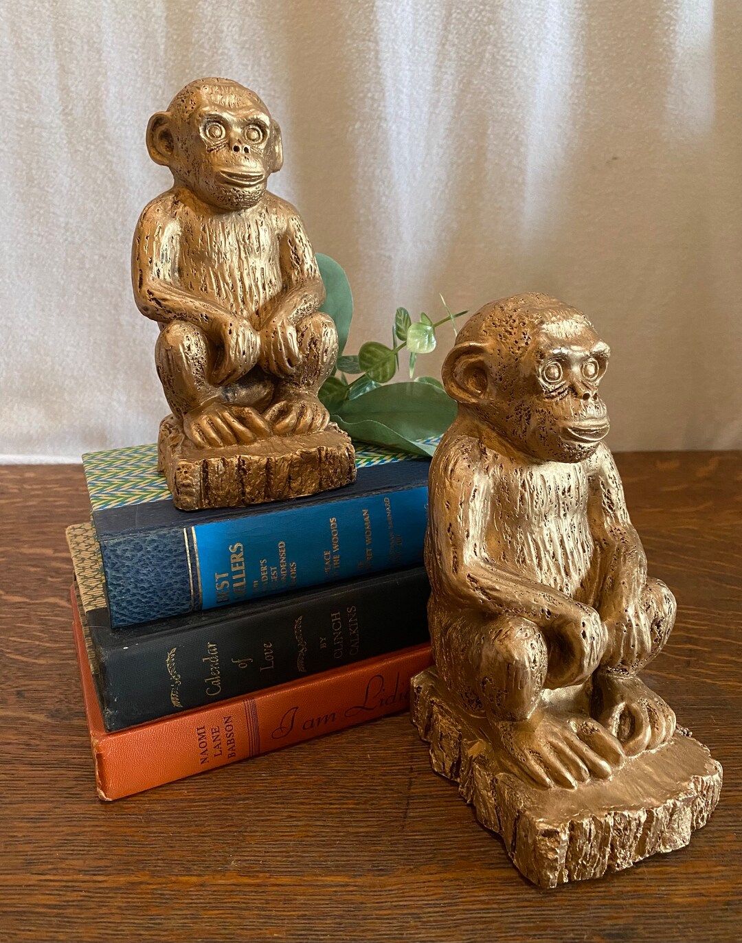 Brass Tone Monkey/chimpanzee Bookends Vintage - Etsy