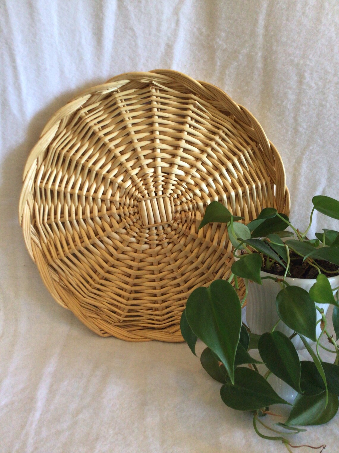 Vintage Boho Round Wicker Plate/Wall Decor Etsy