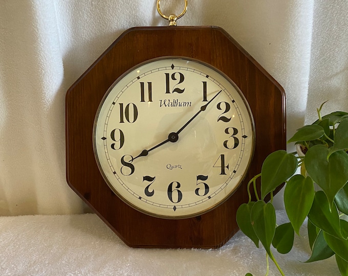 Wood Wall Clock Waltham/spartus octagon Battery Operated Retro/vintage Etsy