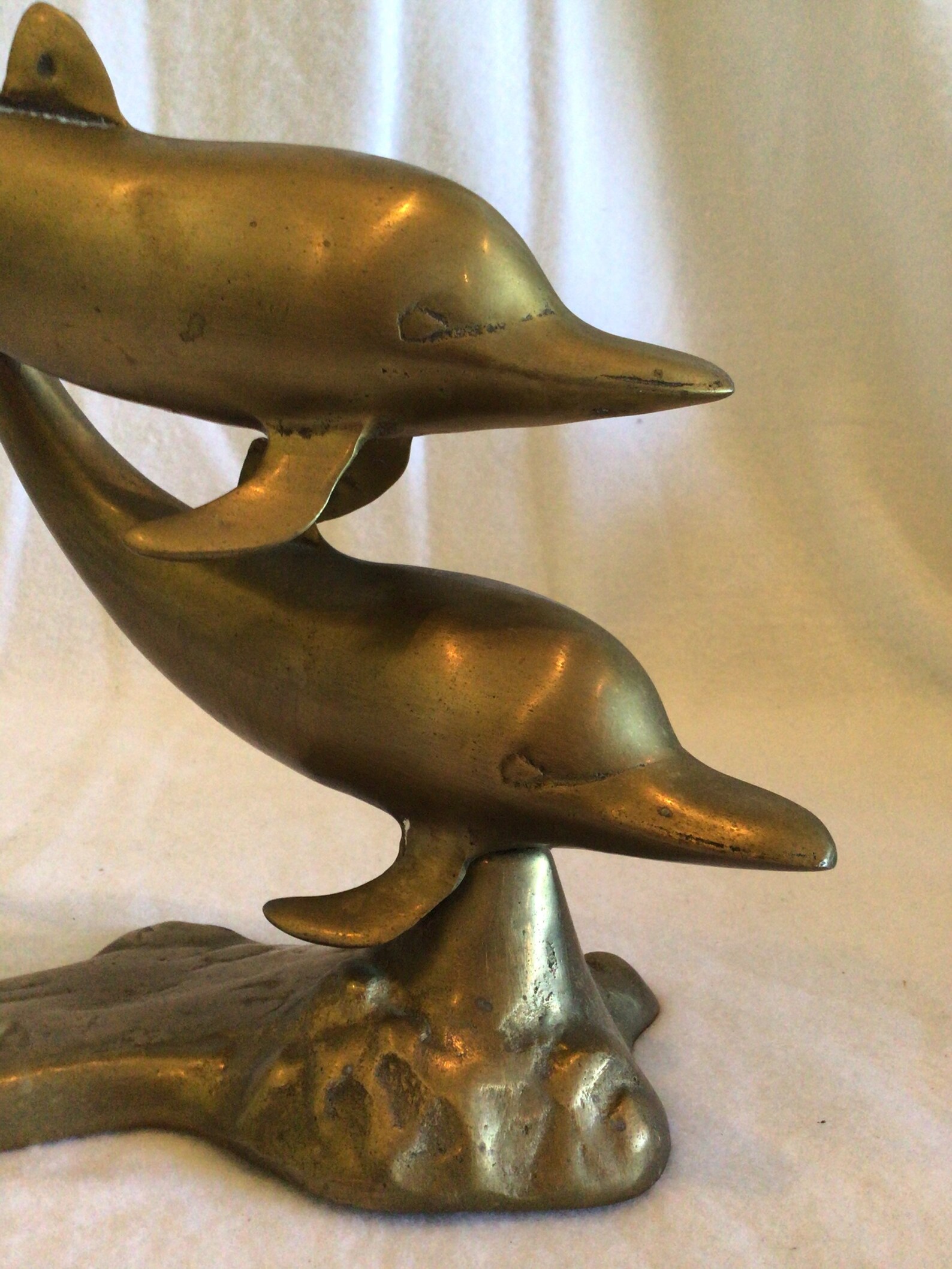 Vintage Brass Dolphin Statue Etsy