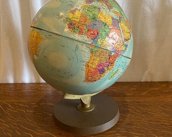 Vintage Replogle Stereo Relief Series 12” Diameter Rotating World Globe