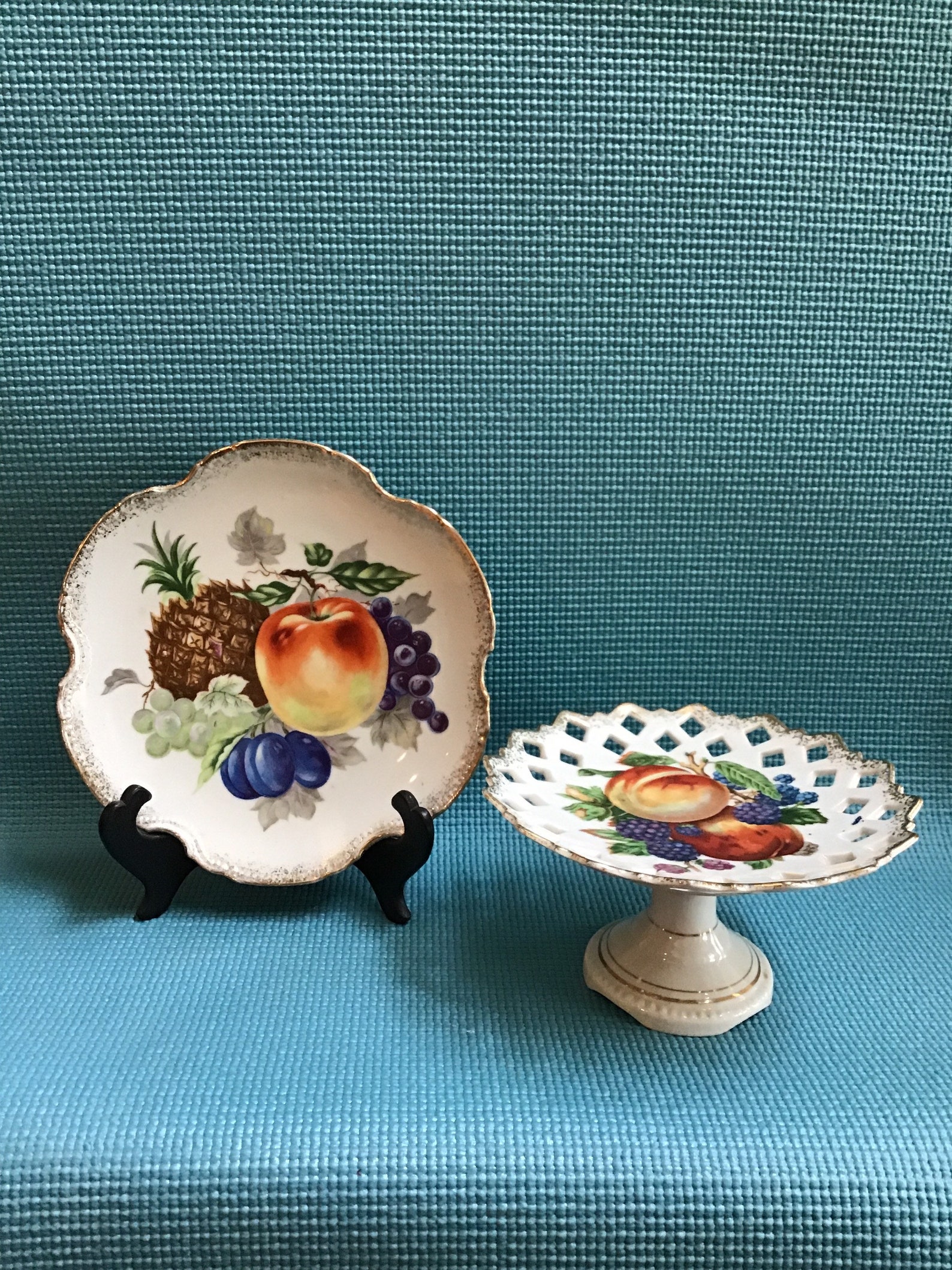Antique Fine China Fruit Pattern Gold Trim Plate and Norcrest Etsy