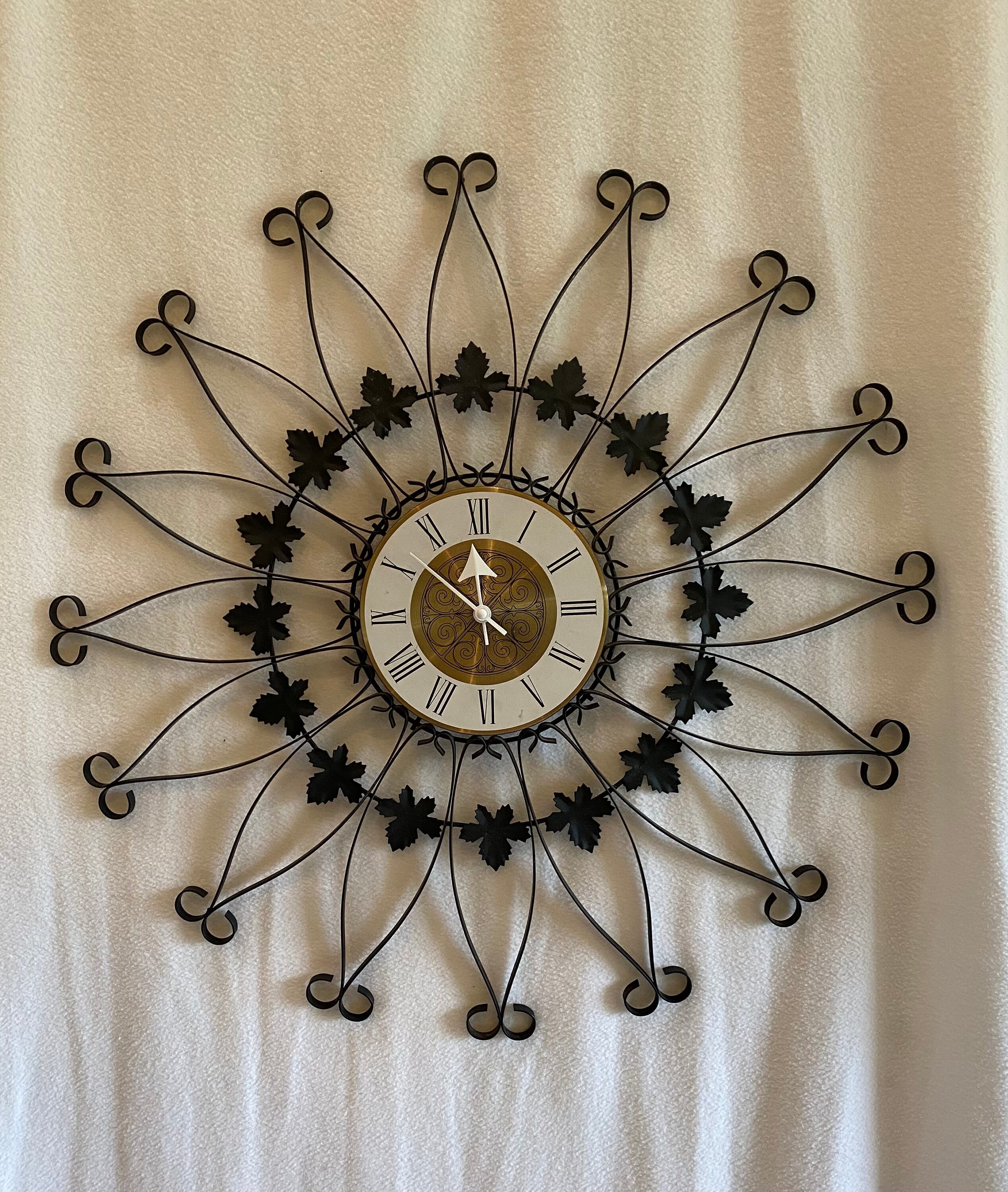 Wall Clock -sears Roebuck and Co. Black Wrought Iron - Vintage - Etsy
