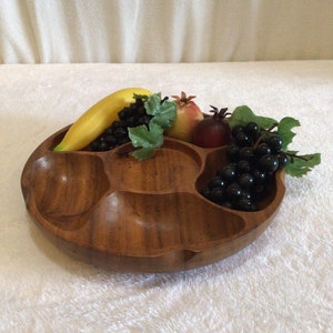 Wood Bowl - Monkey Pod - Divided - Dip and Chip - Vintage