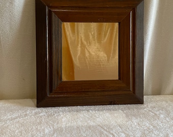 Square Wall Mirror with Wide Wood Frame - Neutral Decor - Vintage