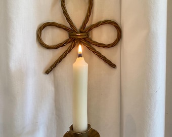Candle Sconce -Goldtone - Home Interior Twist O’ Gold/Rope Bow -Vintage