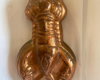 Copper Gelatin Mold- Vintage- Lobster Shaped - Aged Patina - Wall Decor