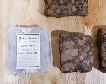 AFRICAN BLACK SOAP | face + body bar | organic, all natural, homemade | clearing, face wash, shave soap | zero waste cleanser