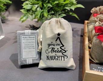 You've Been Naughty Funny Stocking Stuffers for Men or Women Handmade Activated Charcoal Soap Christmas Gift Idea for Dad Husband Mom Wife