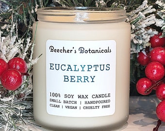 EUCALYPTUS BERRY Candle | valentine + winter decor | scented soy wax candles