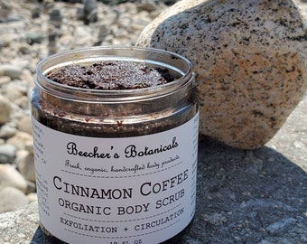 Organic Coffee Cinnamon Body Scrub with Shea and Mango Butter - Tighten Smooth and Tone