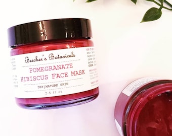 HYDRATING pink clay face mask | pomegranate seed oil + hibiscus | organic vegan natural zero waste