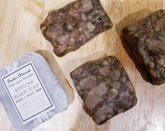 AFRICAN BLACK SOAP | face + body bar | organic, all natural, homemade | clearing, face wash, shave soap | zero waste cleanser