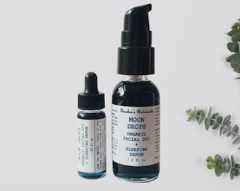moon drops facial serum | organic blue face oil | calming relief | zero waste skincare
