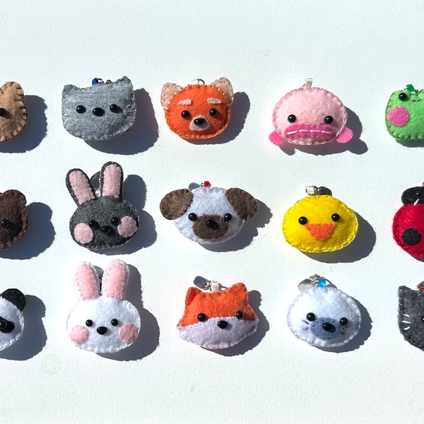 Cute Custom Handmade Hand Sewn Felt Animal Keychain Keyring, Animal Keychain, Felt Keychain, Custom Keyring, Animal Ornaments