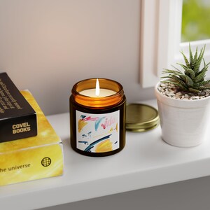 Colorful Candle, Coconut Apricot Wax, Home Decor candle, Natural Scent, Housewarming Gift, Aromatherapy Candle, Gold lid candle,Office gift