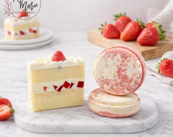 Lote de jabón y bomba de baño Strawberry Shortcake: set afrutado hecho a mano