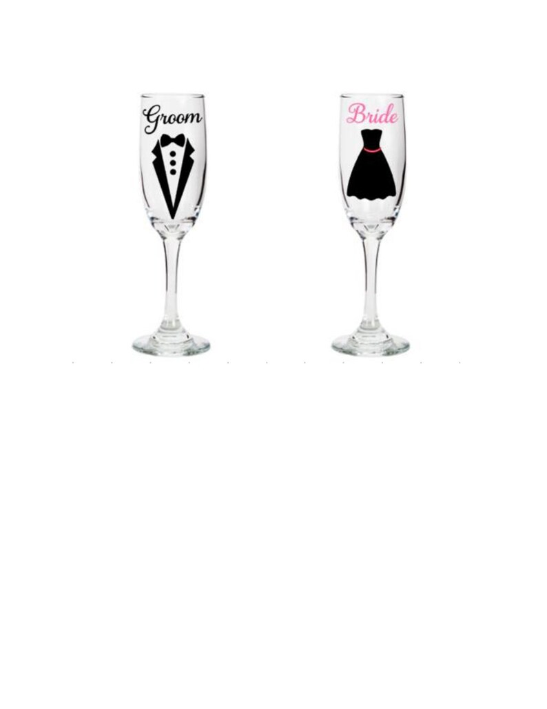 Bride Groom Champagne Flutes His And Hers Glasses Bride Etsy