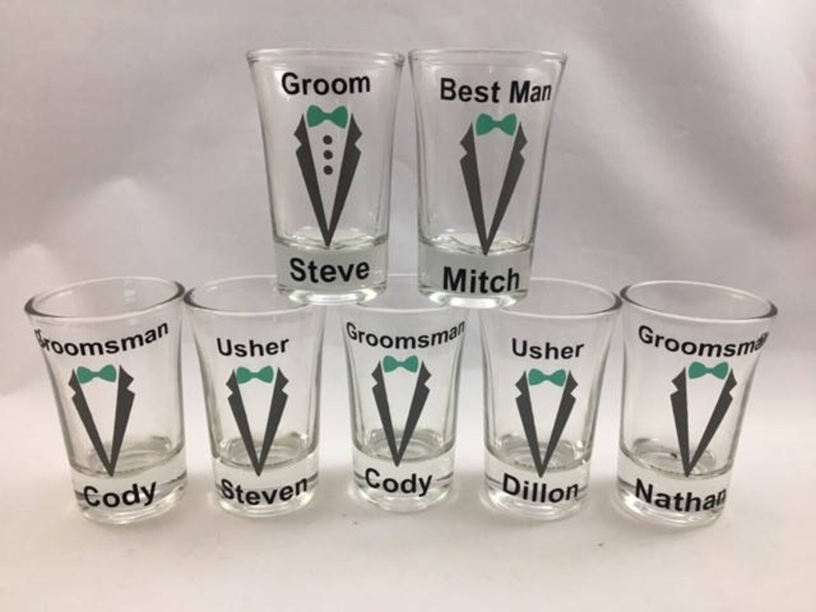 Custom shot glasses Groomsmen shot glasses Mint Grey Etsy