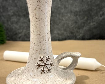 Rare Nostalgic Vintage Onion River Vermont Pottery Snow Flake Candle Holder