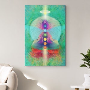 Aura Poster | Divine Love & Light Chakra | Large Canvas Wall Art for Meditation or Yoga Studios to Create Peaceful, Calm, Serene Angel