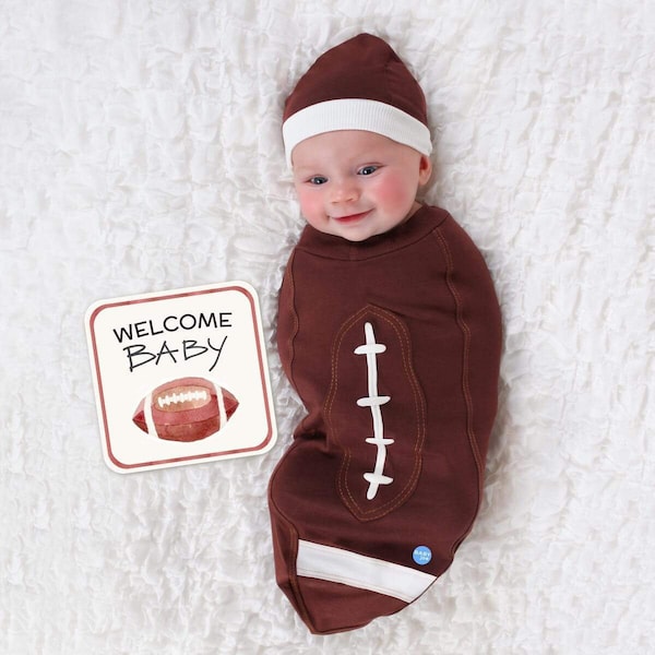 Newborn Costume Swaddle Blanket Swaddle Blanket Set Baby Gift Basket Halloween Costume Baby Boy Football Blanket • CPSIA Safety Certified