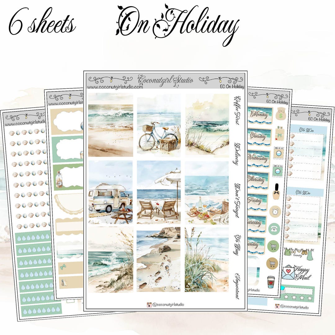 Seaside Getaway Weekly Kit Planner Stickers | Coastal Beach Planning ...