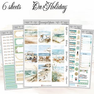 Kit semanal de férias | adesivo de planejador | EC Vertical | Happy Planner | Hobonichi Cousin | Hobonichi Weeks | Beach Vacation