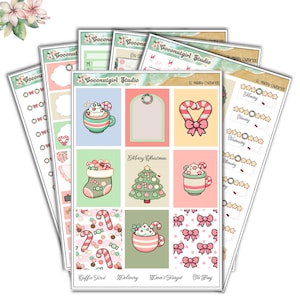 Kit hebdomadaire de Noël | autocollants pour agenda | CE verticale | Planificateur heureux | Cousin Hobonichi | Semaines Hobonichi