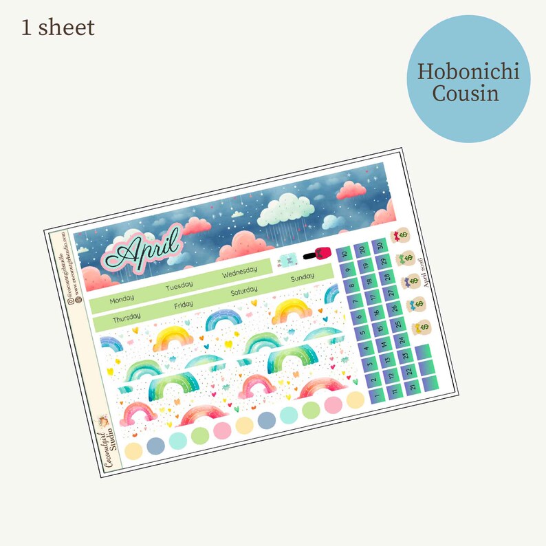 April Monthly Overview Sticker Kit, Spring Floral Planner Stickers ...