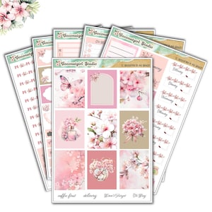 Kit hebdomadaire Floraison dans la brise | fleur de cerisier | sakura | rose | CE verticale | Planificateur heureux | Cousin Hobonichi | Semaines Hobonichi