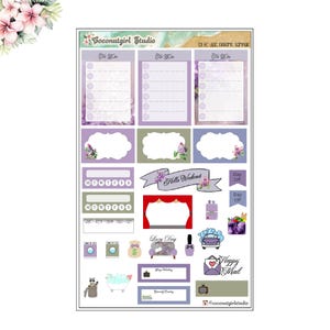 Amostra de sonhos lilás de terça-feira de dois dólares | EC Vertical | Happy Planner | Adesivos para planejador