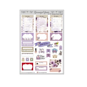 Two Dollar Tuesday Amethyst Garden | Amostra | flores florais roxas e rosas | EC Vertical | Happy Planner