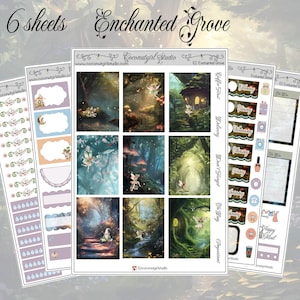 Kit semanal Enchanted Grove | EC Vertical | Happy Planner | Hobonichi Cousin | Hobonichi Weeks | floresta | fadas