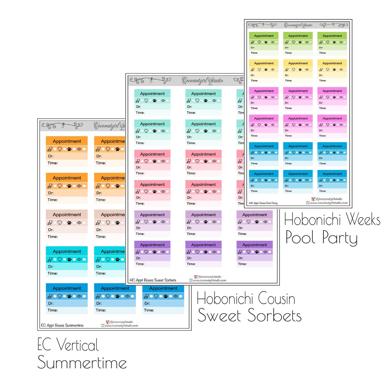 Appointment Choice Boxes | EC Vertical | Happy Planner | Hobonichi ...