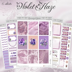 Kit settimanale Violet Haze / Floreale / Viola / EC Verticale / Happy Planner / Hobonichi Cousin / Hobnonichi Weeks