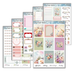 Paris Springtime Weekly Kit | Pastell Blumen Planer Aufkleber | Vertikal EG | Hobonichi Cousin | Happy Planner | Hobonichi Wochen