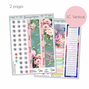 Kit de Visão Geral Mensal de Julho de 2025 | Rosas | Floral | EC Vertical | Hobonichi Cousin