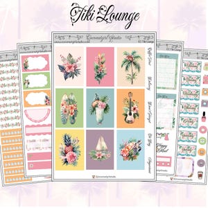 Kit semanal Tiki Lounge | adesivos de planejador | EC Vertical | Happy Planner | Hobonichi Cousin | Hobnonichi Weeks | Havaí | Tropical