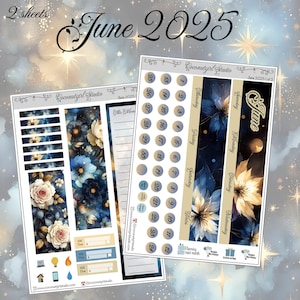 Kit de resumen mensual de junio / Celestial / Floral / flores / EC Vertical / Hobonichi Cousin