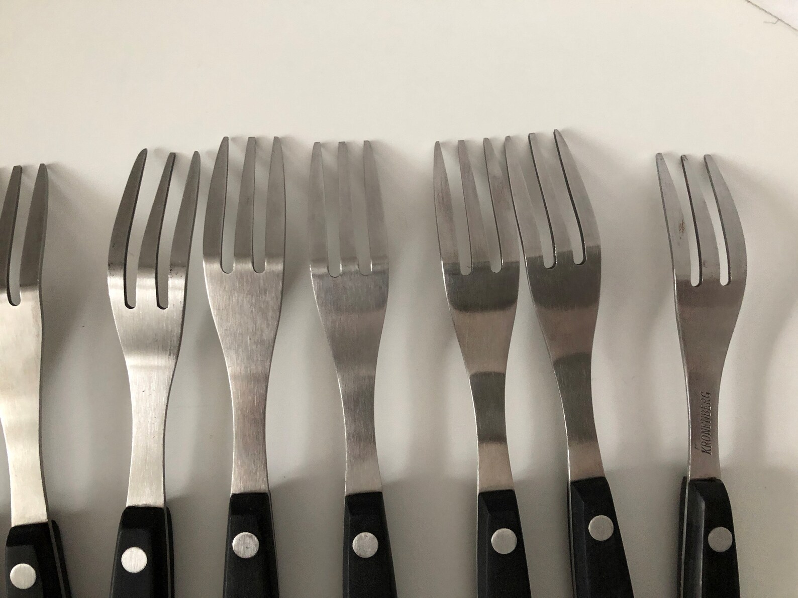 Mid Century Flatware Cutler Black Handle 3 Prong Fork Utensils Etsy