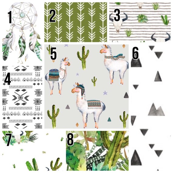 Literie Bebe Garcon Cactus Et Lamas Courtepointe Couverture Etsy