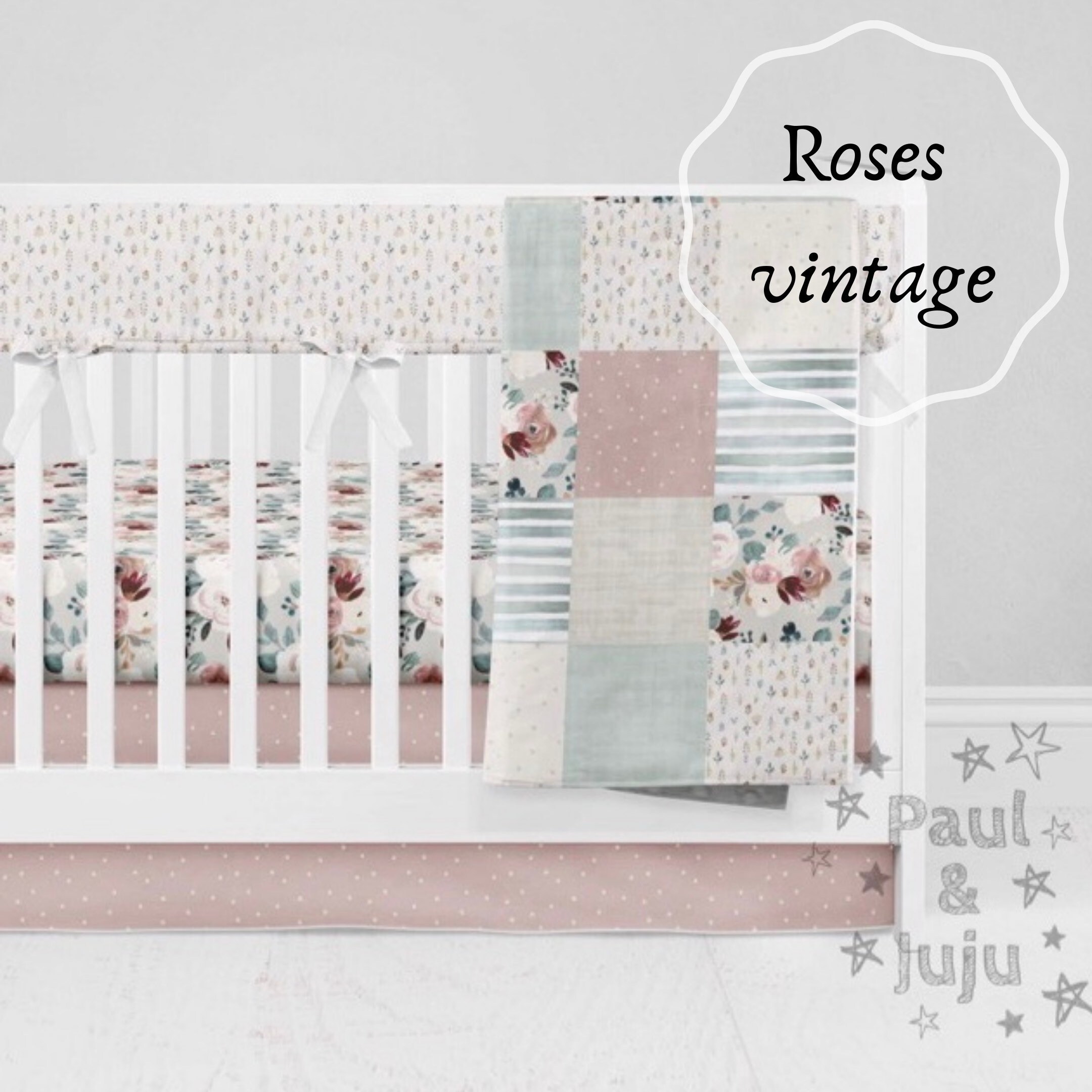 Literie Bebe Fille Fleurs Roses Vintage Courtepointe Etsy