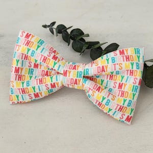 Dog Birthday Bow Tie: Velcro Collar Attachment, USA Handmade, Large & Small Sizes