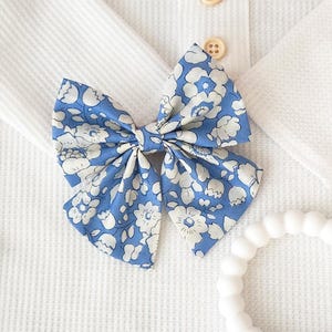 Liberty London Sailor Bow: Blue Betsy Boo Floral Baby Headband, Hair Clip, Baby & Toddler