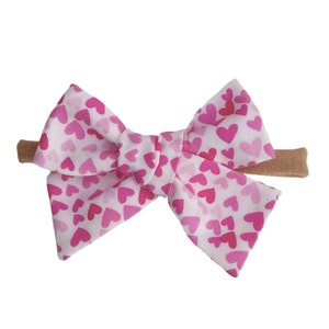 Pink Heart Baby Bow Headband: Soft Cotton, Newborn to Toddler