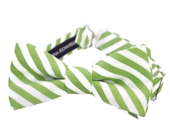 Green and white striped bow tie, for boys, for baby boy, for little boy, for ring bearer, for toddler