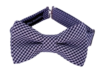 Navy blue bow ties, blue bow ties for baby boys, bow tie toddler, gingham bow ties, checkered bow tie