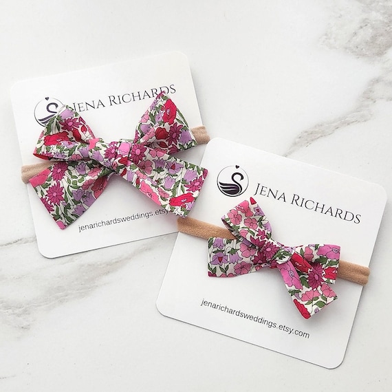 Liberty London Floral Bow Headband: Baby Girl Poppy Forest Print, Infant & Newborn