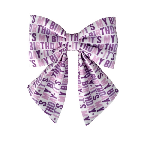 Birthday dog sailor bows for the collar, for small and big dogs, for puppies, purple pet bow